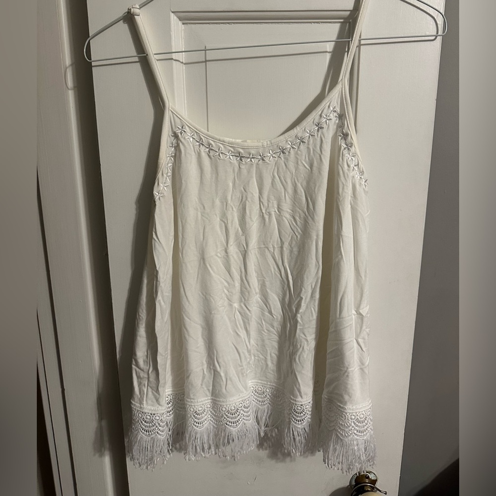 POL Ivory Lace Fringe Cami